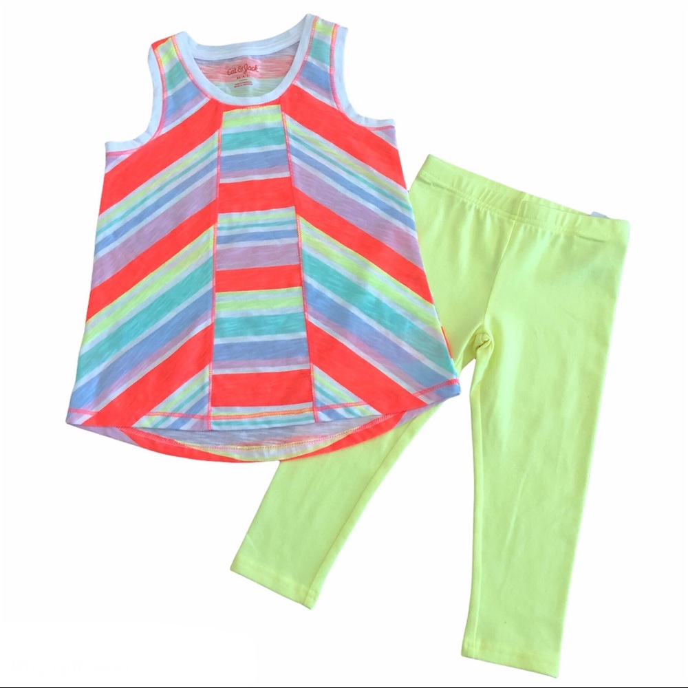 Girls 4 5 Neon Orange Yellow Tank Top Carters Capr